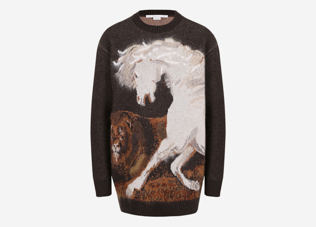 Stella McCartney<p><a style=\"\" target=\"_blank\" href=\"https://www.tsum.ru/catalog/svitery-2525/udlinennyy_sherstyanoy_pulover_s_printom-5209226-color-korichnevyy.html\">Tsum.ru</a></p>