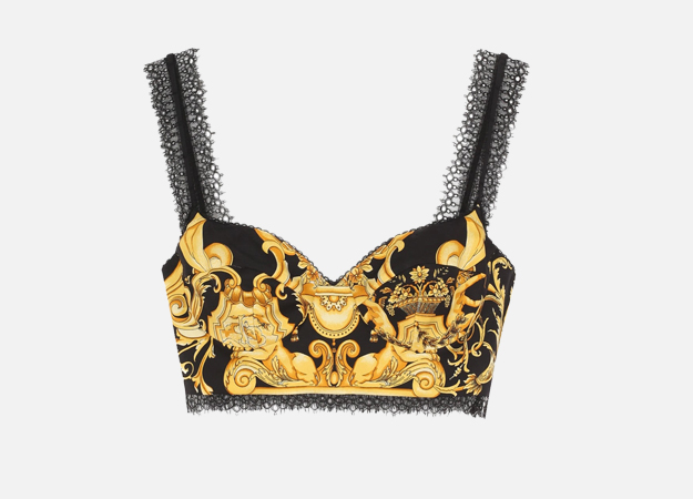 Топ, Versace<p><a style=\"\" target=\"_blank\" href=\"https://www.tsum.ru/catalog/topy-2495/shelkovyy_krop_top_s_kruzhevnoy_otdelkoy_i_printom-5246322-color-zheltyy.html\">ЦУМ</a></p>