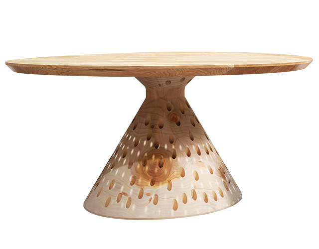 Cтол Colino, диз. М. де Лукки, Riva 1920. Новая версия круглого стола. Ясень