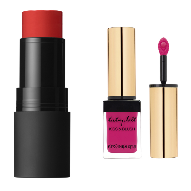 Стики для губ и щек Matte Multiple Lip and Cheek Colour, Nars; мусс для губ и щек Kiss & Blush, Yves Saint Laurent Beauté