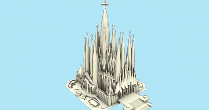 3D визуализация храма Гауди в Барселоне
