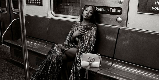 Наоми Кэмпбелл и нью-йоркская подземка в новой кампании Valentino