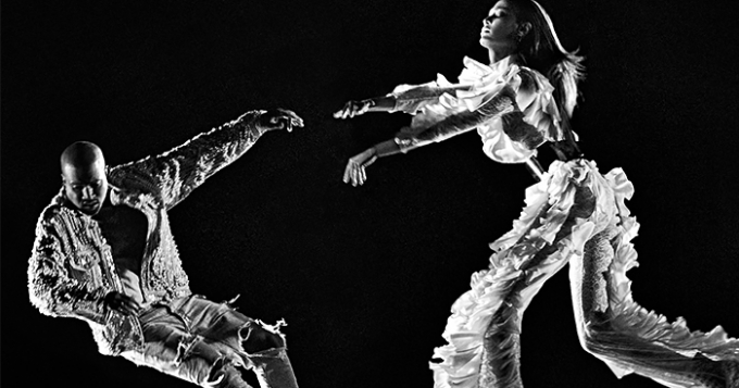 Канье Уэст и Джоан Смоллс в рекламной кампании Balmain