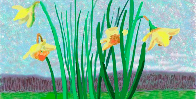 Дэвид Хокни написал картину в поддержку сидящих на карантине