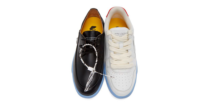 Off-White выпустил «перепутанную» пару обуви, состоящую из кроссовки и дерби