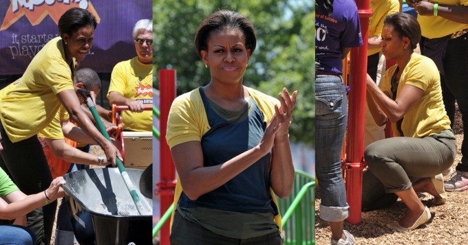 Мишель Обама взяла в руки лопату